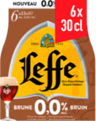 Leffe Bruin 0.0% sixpack met flesjes van 30cl Leffe Bruin 0.0% sixpack met flesjes van 30cl
